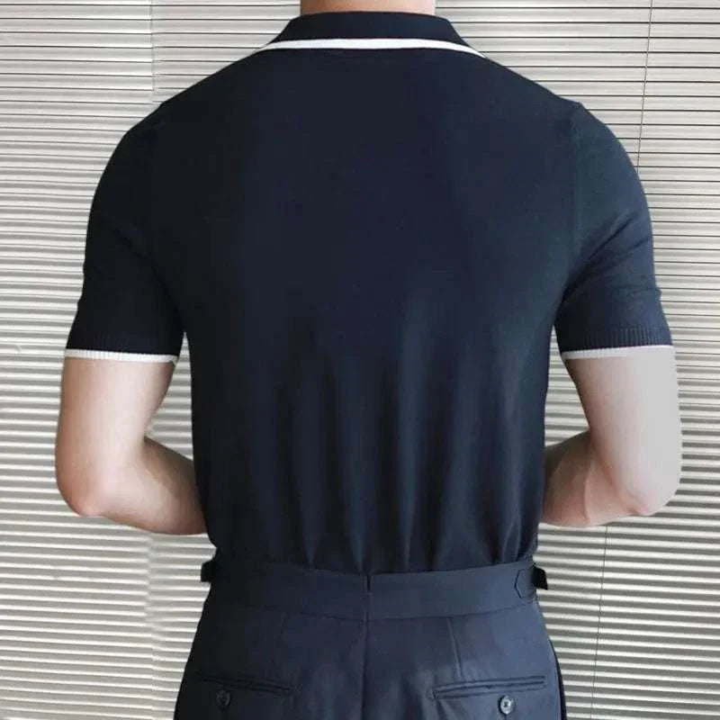 Polo Shirt - Knit Blend Collar And Flexible Movement