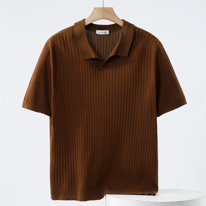 Polo Shirt - Knit Blend Fine Rib & Breathable Stretch By Castello