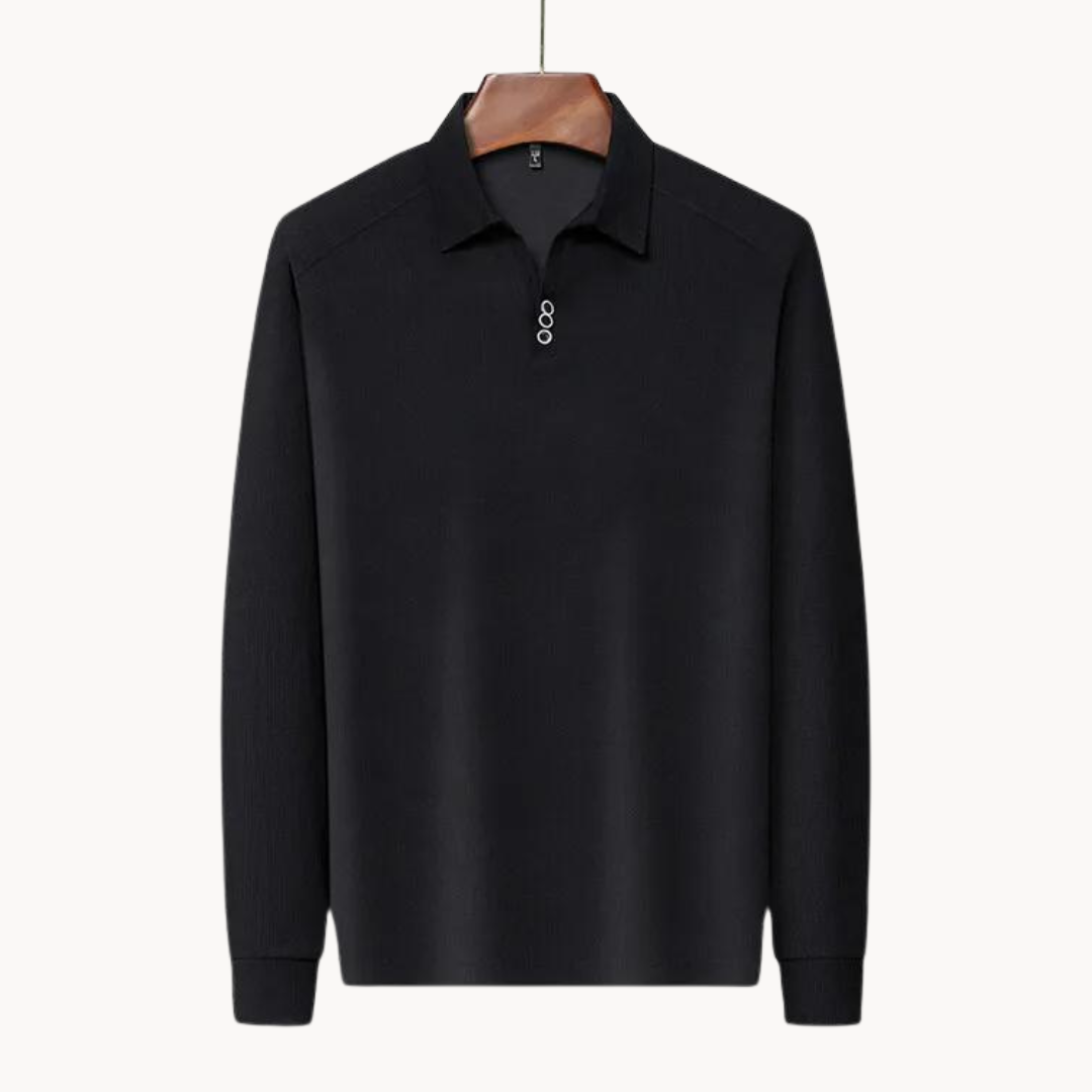 Polo Shirt - Long Sleeve & Point Collar Breathable Blend