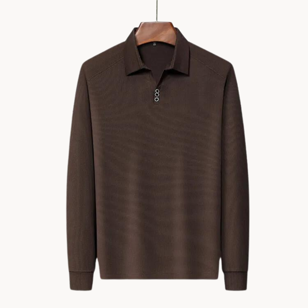 Polo Shirt - Long Sleeve & Point Collar Breathable Blend