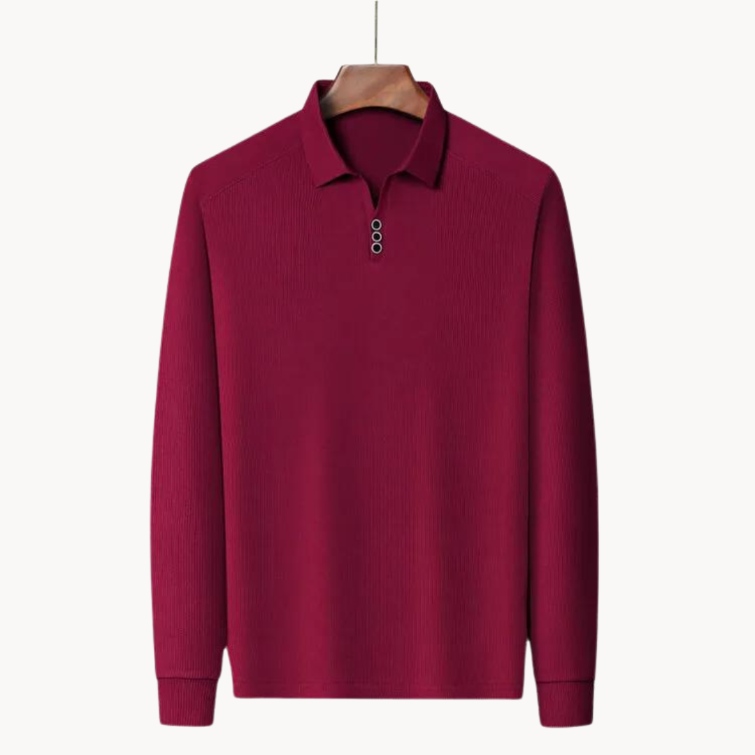 Polo Shirt - Long Sleeve & Point Collar Breathable Blend