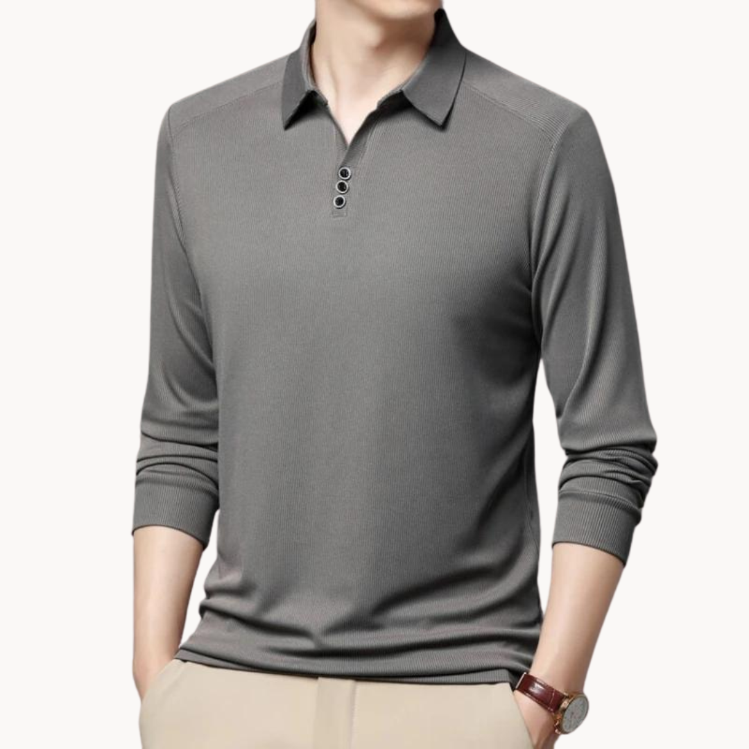 Polo Shirt - Long Sleeve & Point Collar Breathable Blend
