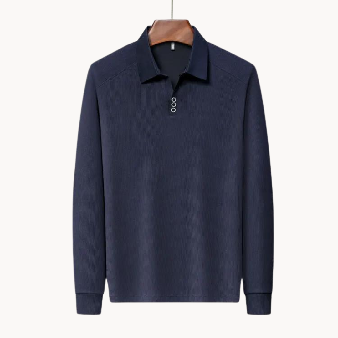 Polo Shirt - Long Sleeve & Point Collar Breathable Blend