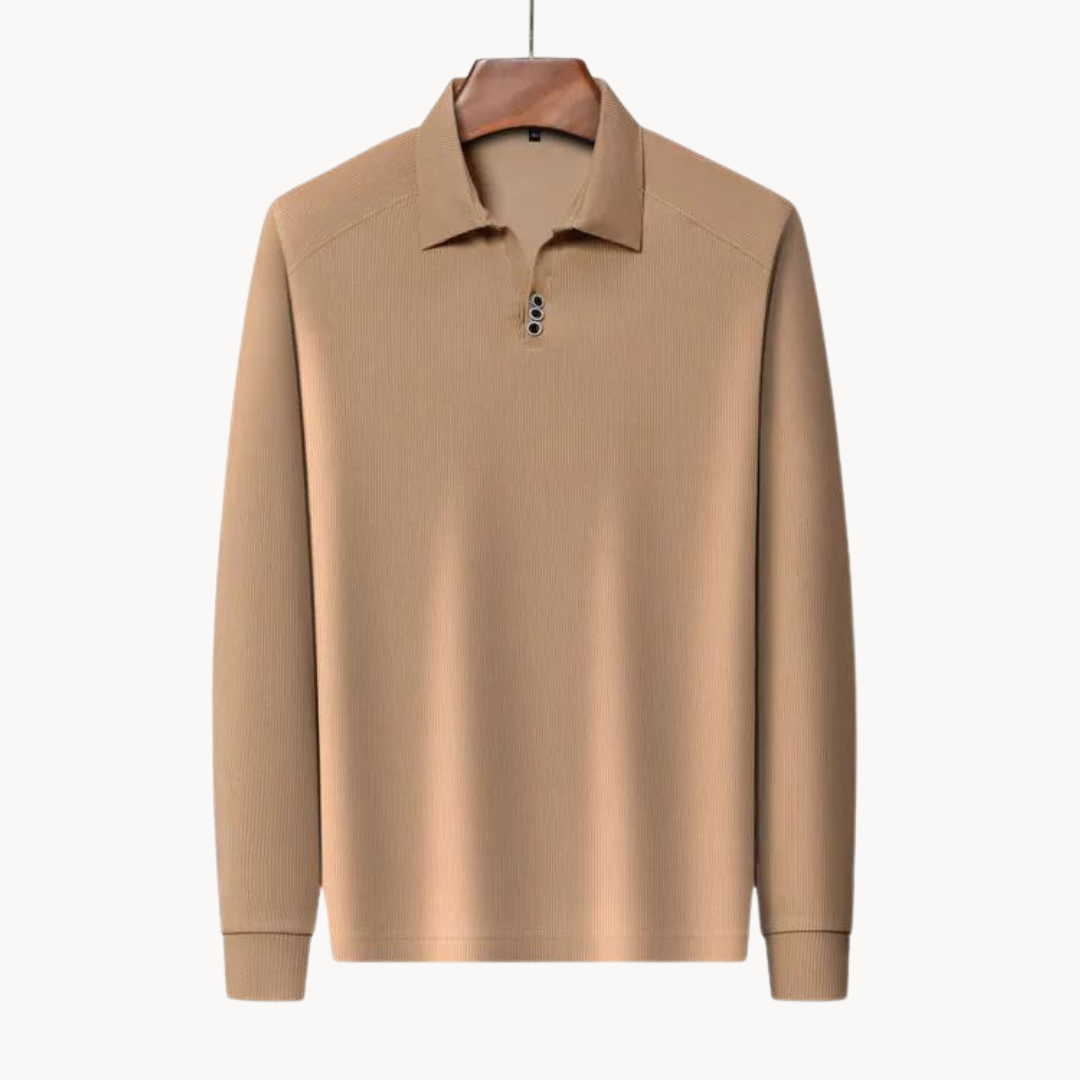 Polo Shirt - Long Sleeve & Point Collar Breathable Blend