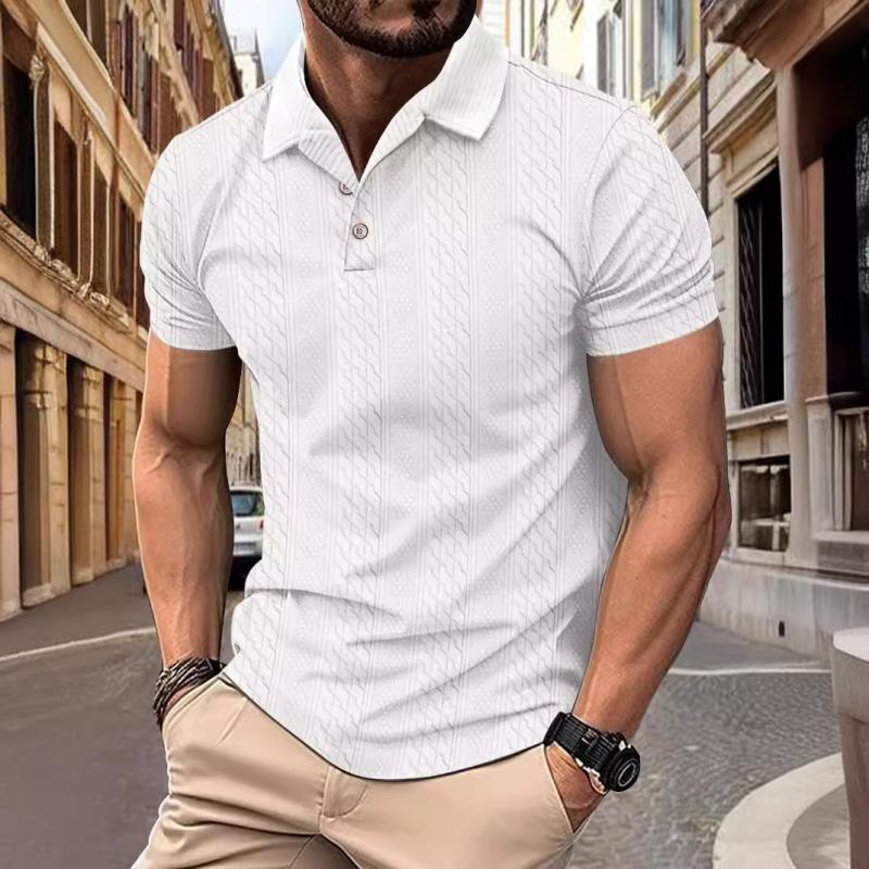 Polo Shirt - Polyester Blend Jacquard Texture & Relaxed Fit