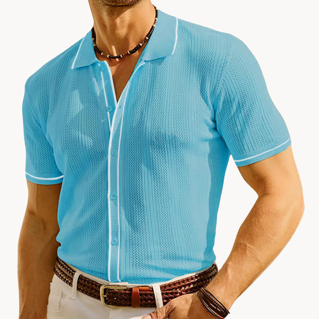 Polo Shirt - Short Sleeve Button Placket & Breathable Fit