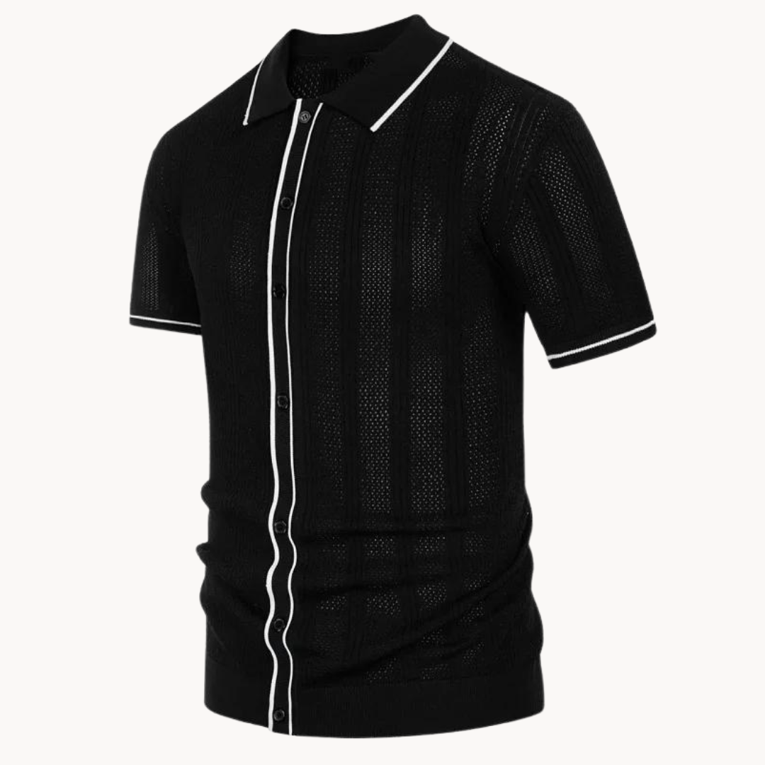 Polo Shirt - Short Sleeve Button Placket & Breathable Fit