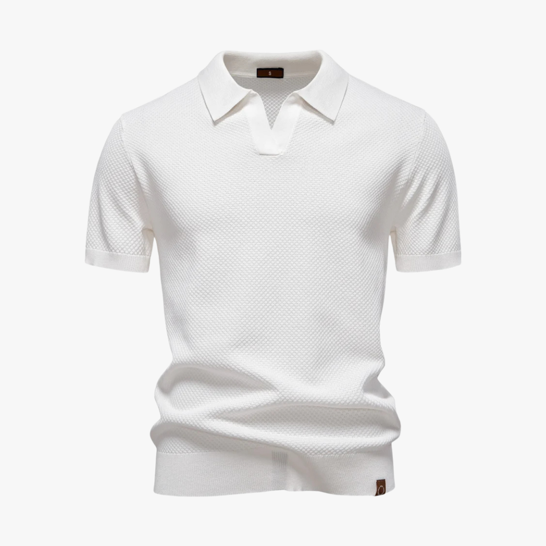 Polo Shirt - Textured Knit Blend & Breathable Light Wear