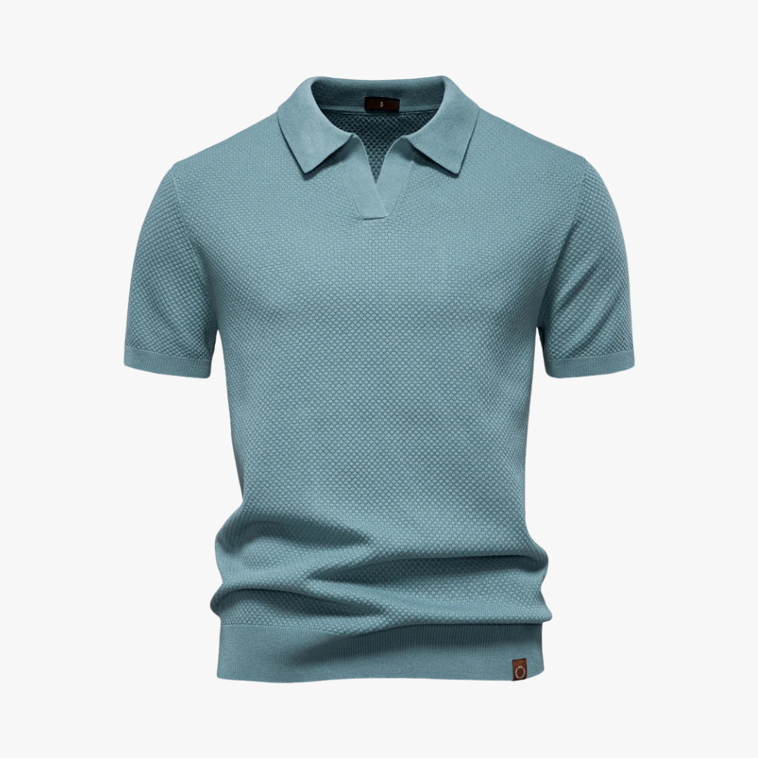 Polo Shirt - Textured Knit Blend & Breathable Light Wear