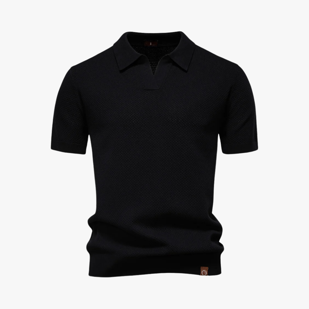 Polo Shirt - Textured Knit Blend & Breathable Light Wear