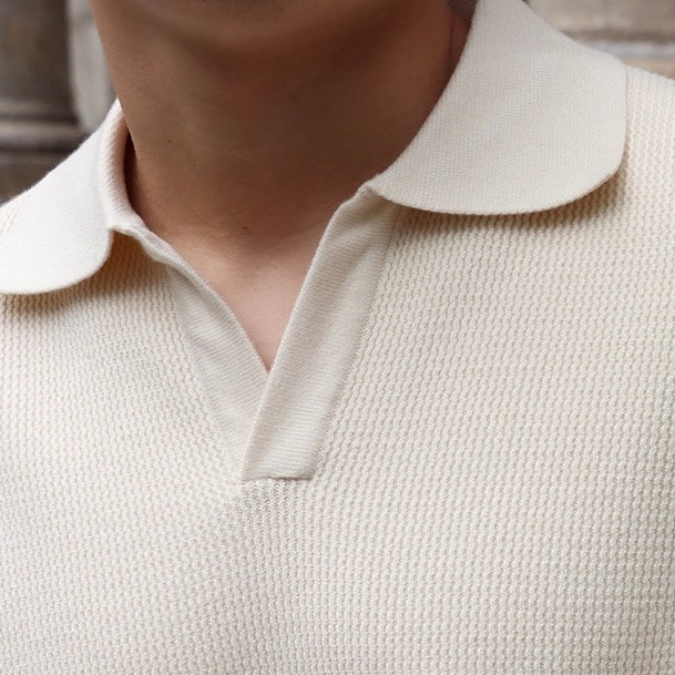 Polo Shirt - V Neck & Soft Blend Long Sleeve Ease Shape