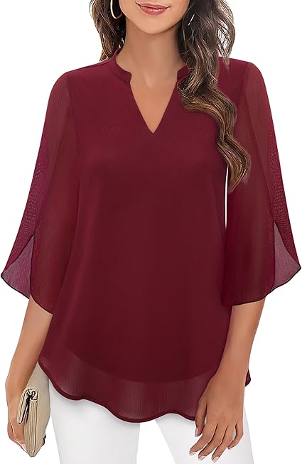 Polyester Blend Blouse - Relaxed Tailored Shape And Airflow