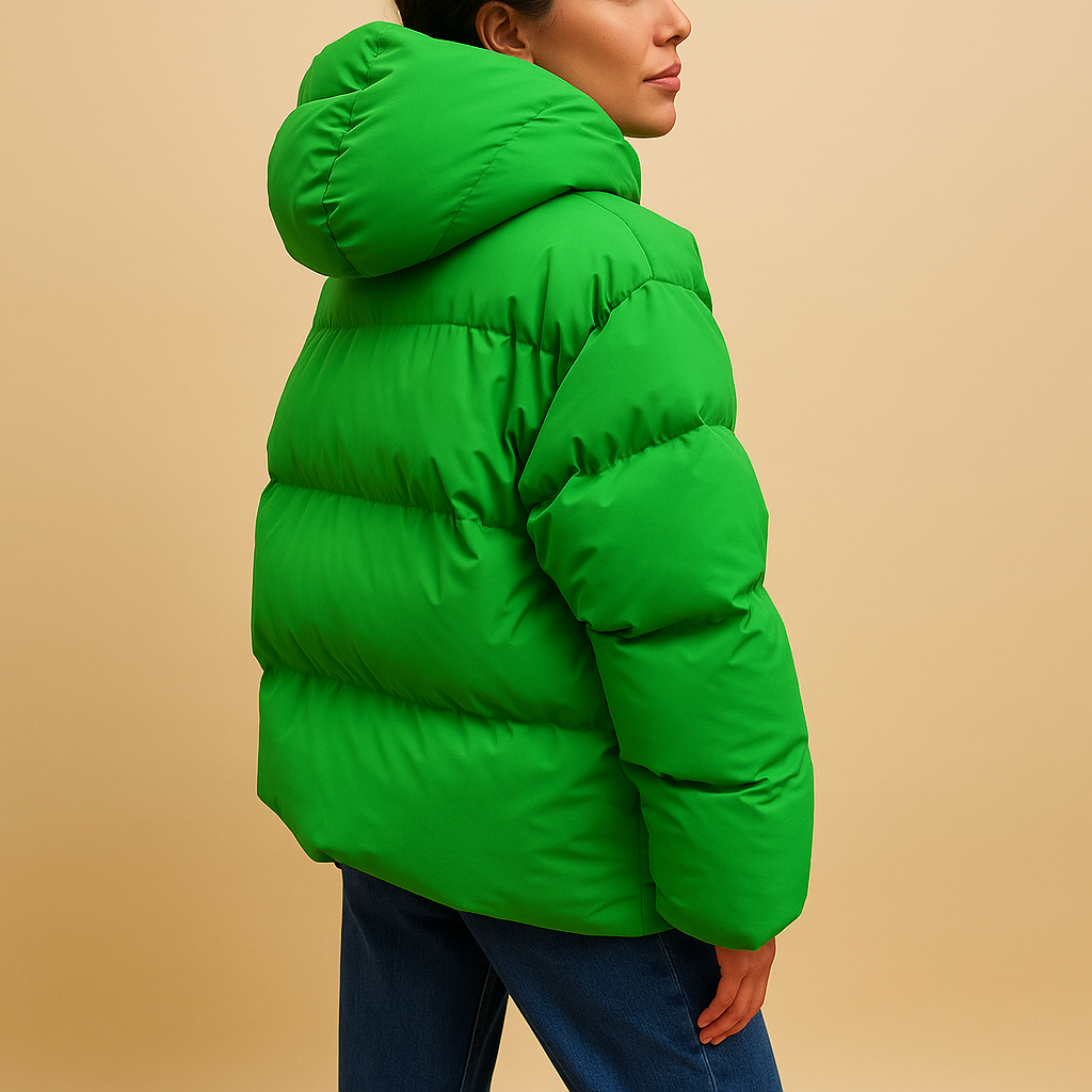 Polyester Blend Coat - Hooded Padded Design And Warmth
