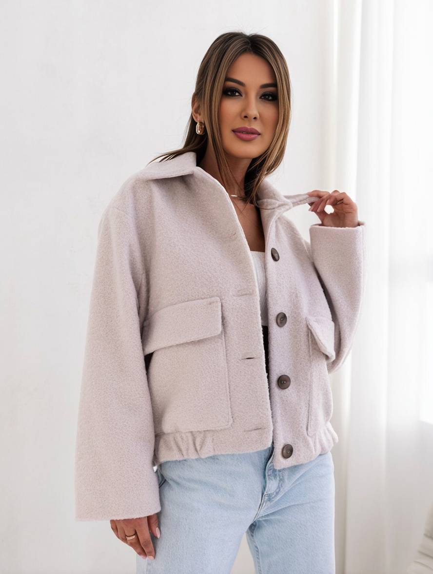 Polyester Blend Coat - Roomy Shape & Wind Blocking
