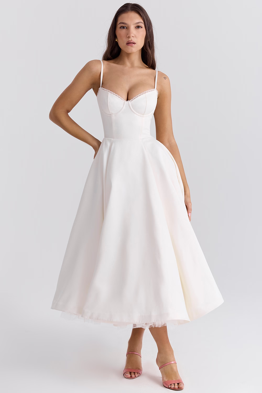 Polyester Blend Dress - Corset Bodice And Full Skirt
