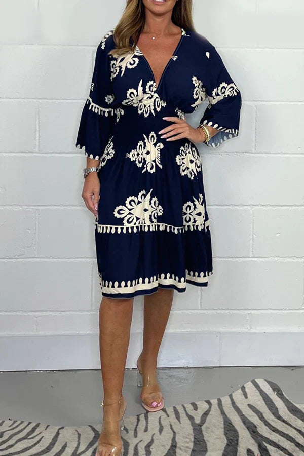 Polyester Blend Dress – Embroidered Panels & Flowing Shape