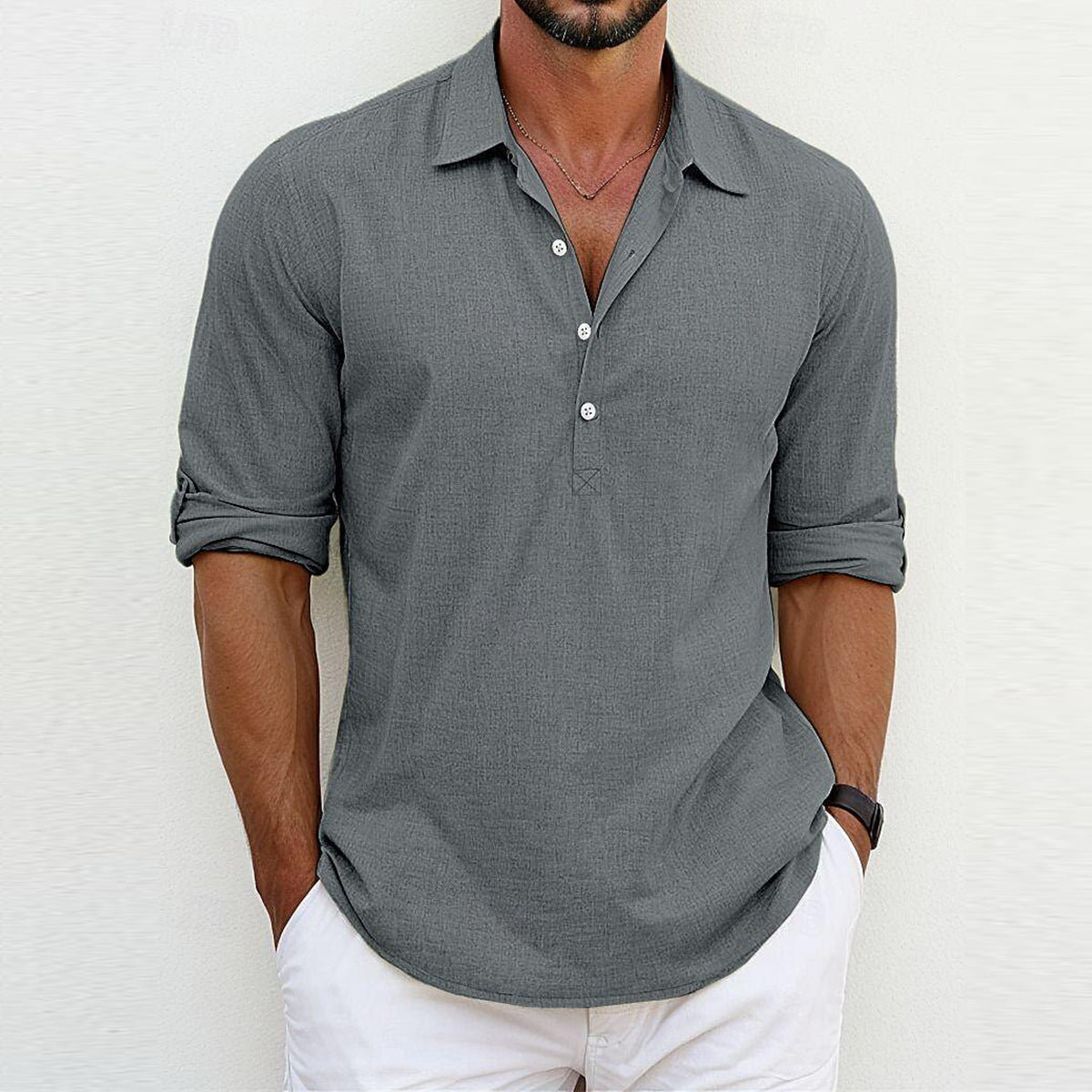 Polyester Blend Polo Shirt – Classic Collar & Loose Fit