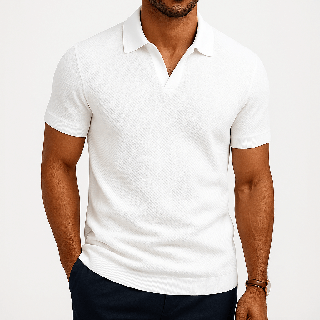 Polyester Blend Polo Shirt - Textured Knit & Easy Airflow