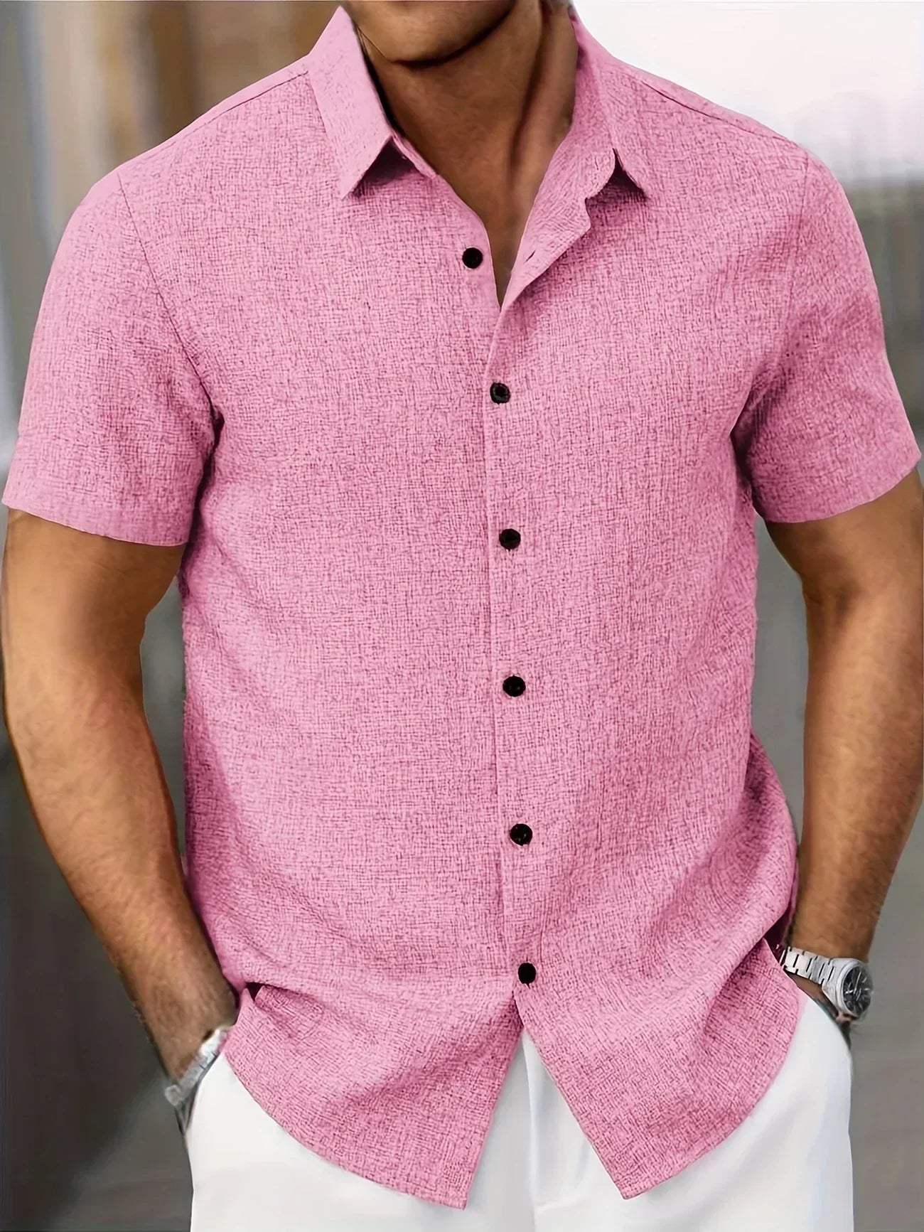 Polyester Blend Shirt – Button Front & Breathable Fit