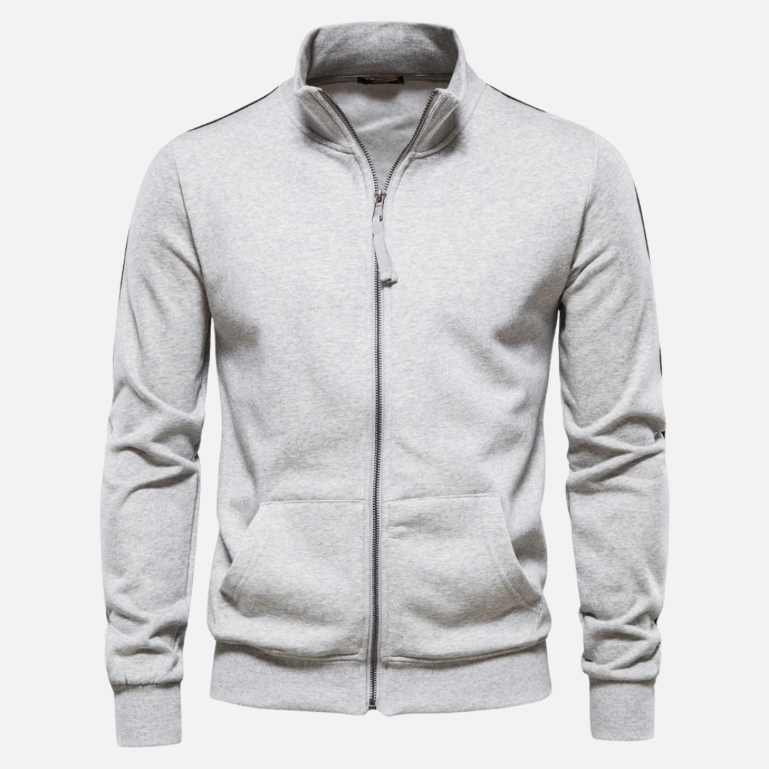 Polyester Blend Sweater - Half Zip And Neck Shield Design