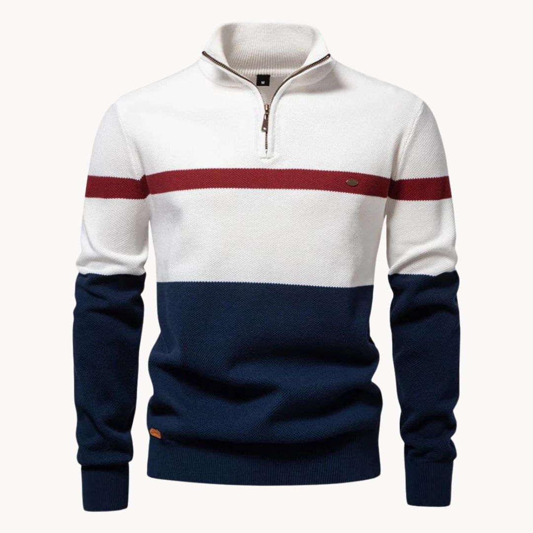 Polyester Blend Sweater – Quarter Zip Neck & Retains Shape