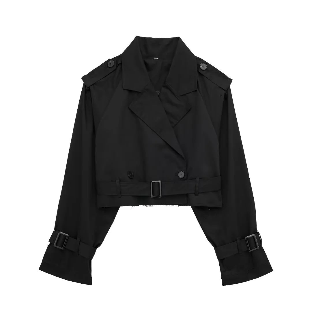 Polyester Blend Trench Coat - Short Cut & Easy Movement