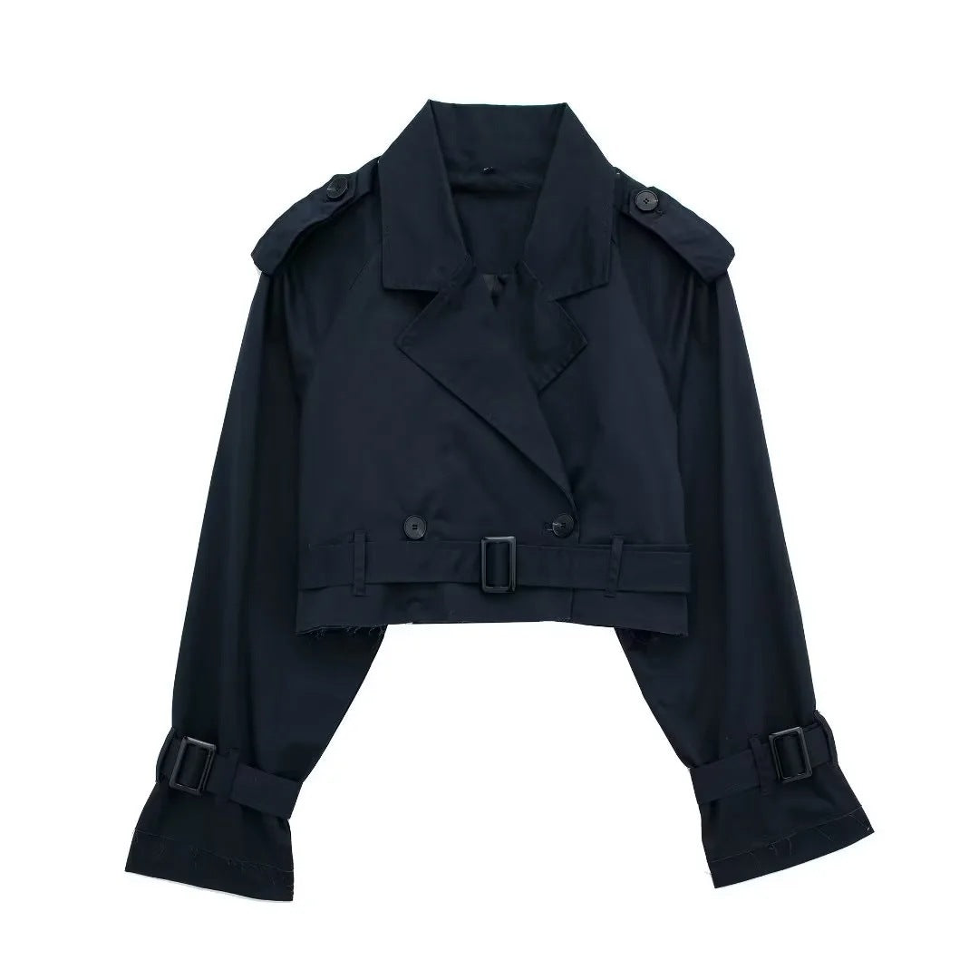 Polyester Blend Trench Coat - Short Cut & Easy Movement