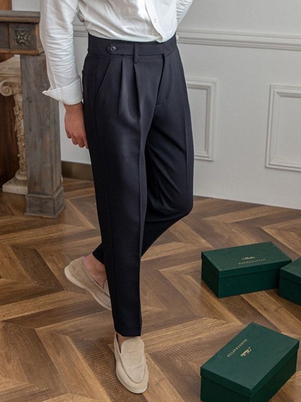 Polyester Blend Trousers - Streamlined Fit And Shape Hold