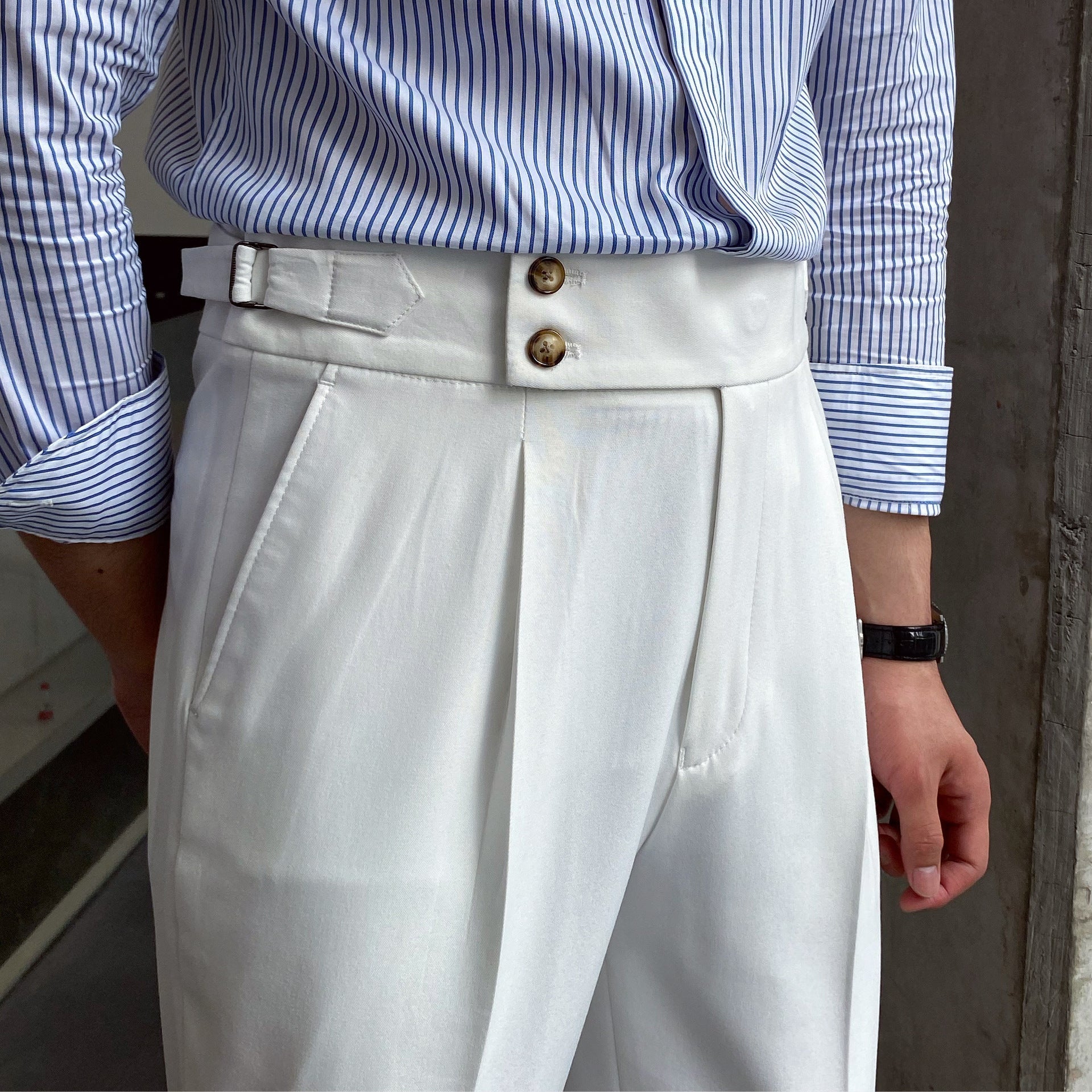 Polyester Blend Trousers - Tailored Straight & Shape Hold