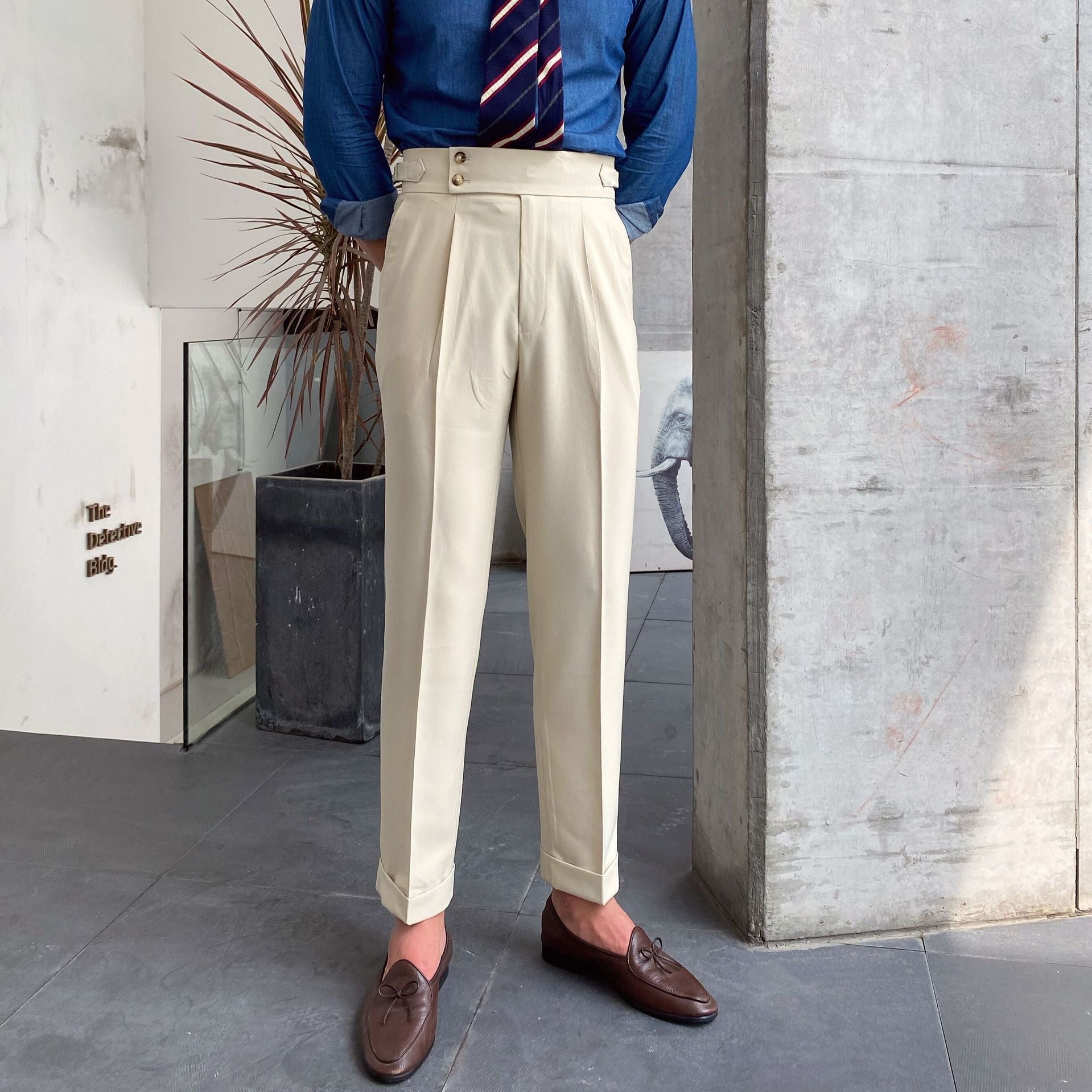 Polyester Blend Trousers - Tailored Straight & Shape Hold