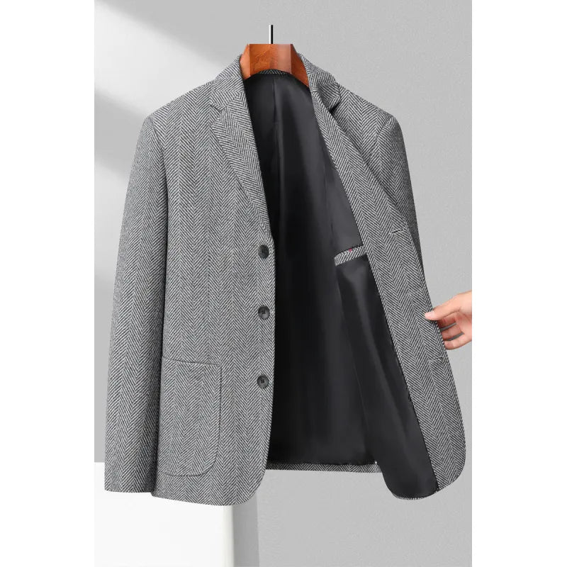 Men's Wool Blend Tailored Fit Blazer Jacket-2