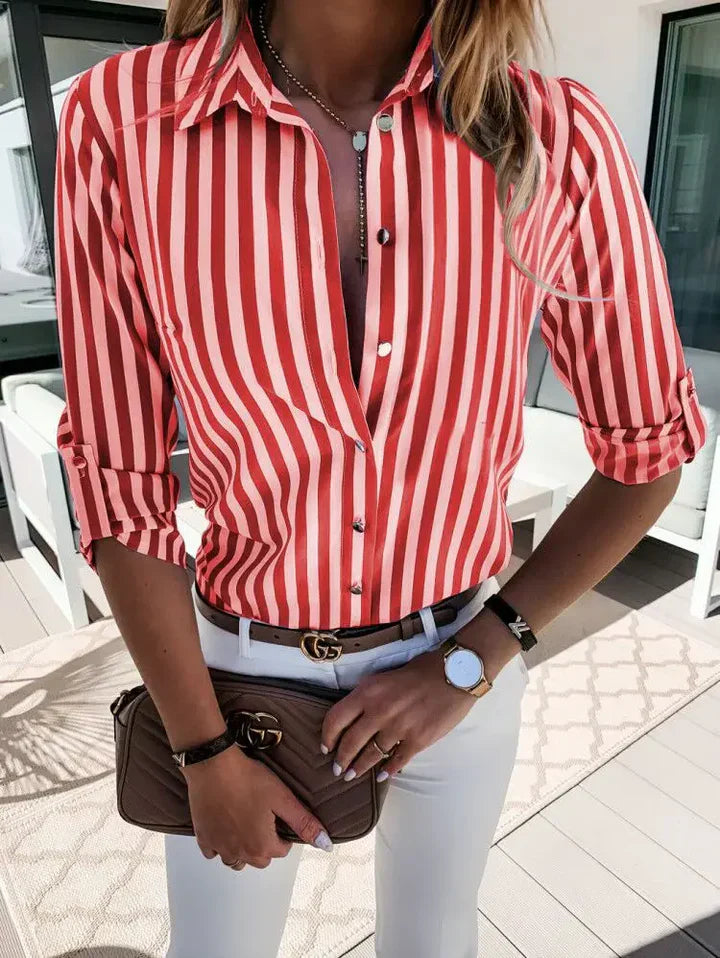 Variant image for Women's Cotton Striped Blouse - Summer Tops for Women-9