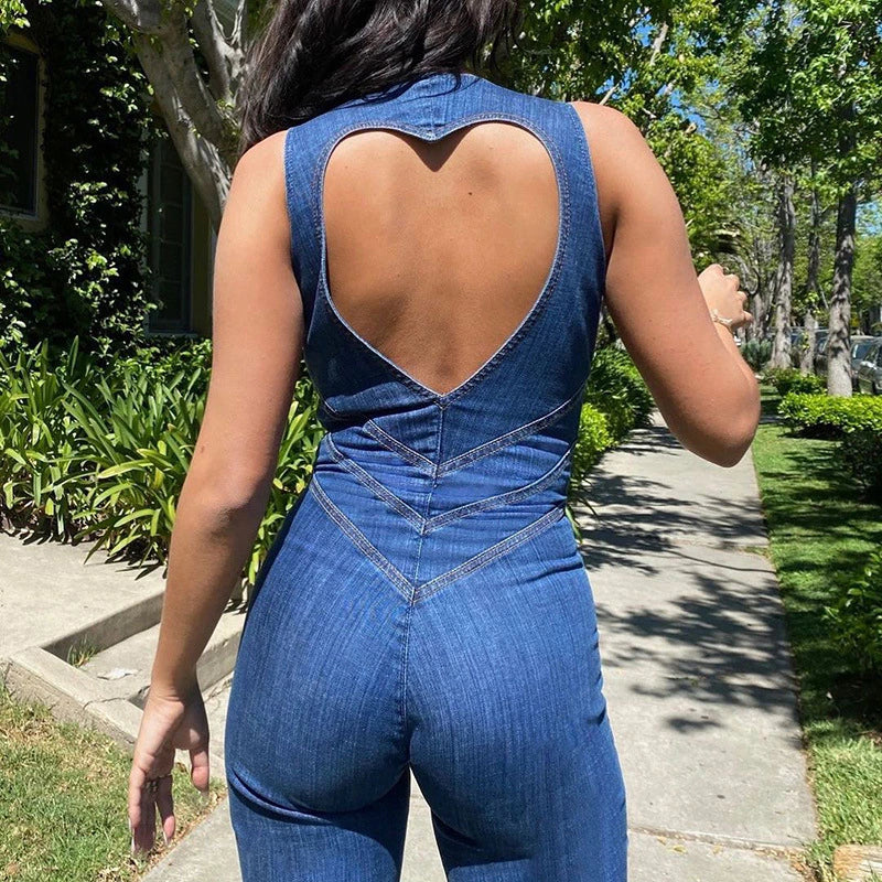 Women's Denim Bare Back Combination Top-6