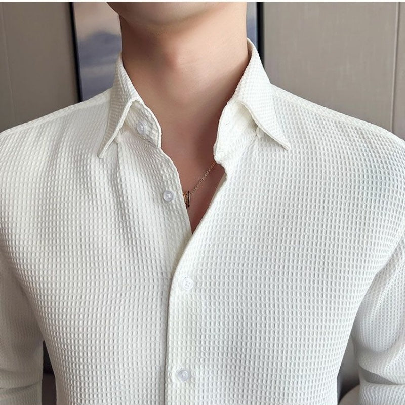 Men's Structured Button-Up Shirt Cotton