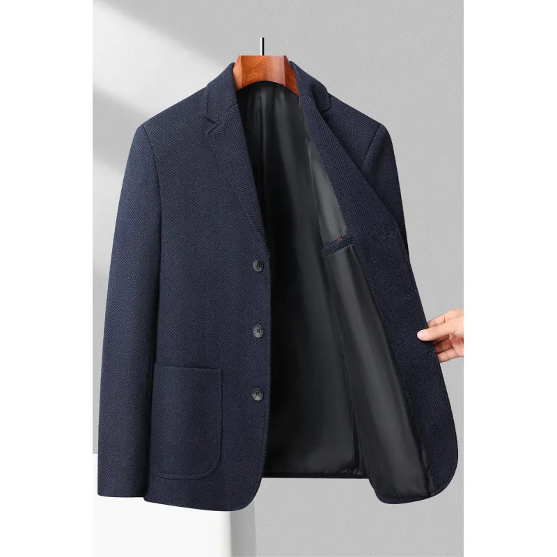 Men's Wool Blend Tailored Fit Blazer Jacket-1