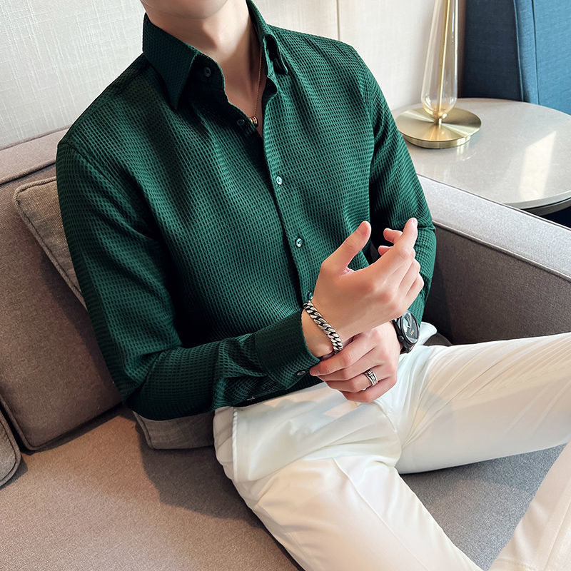 Men's Structured Button-Up Shirt Cotton
