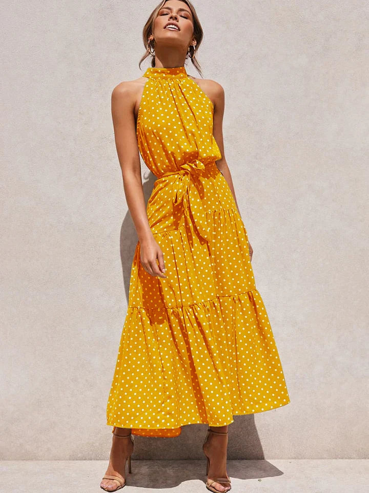 Women's Cotton Summer Dress Halter Slim Fit-4