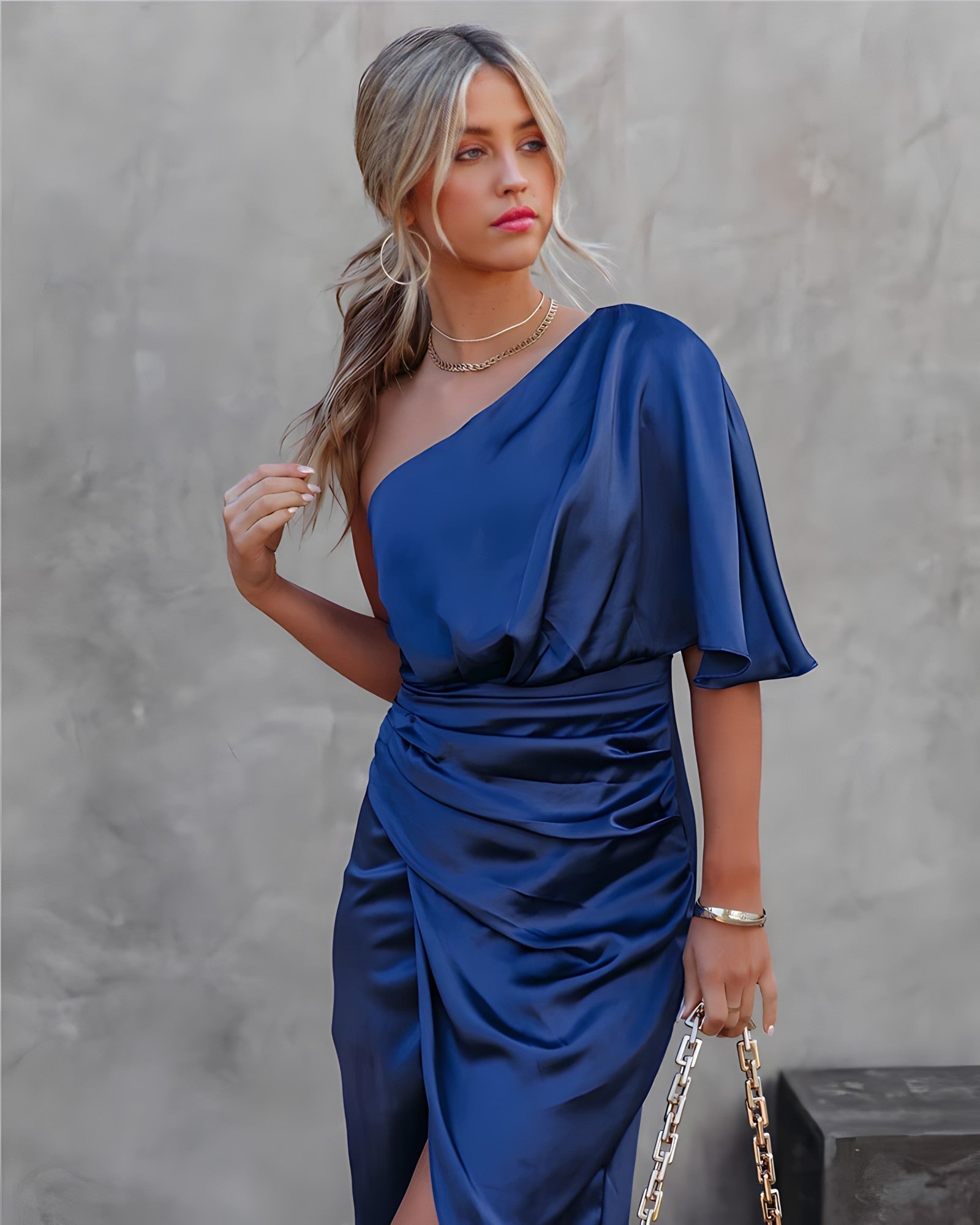 Women's Cotton Asymmetrical Dress Elegant-1