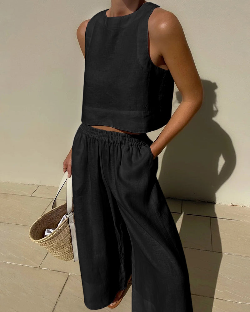 Variant image for Women's Linen Loungewear Two-Piece Set-13