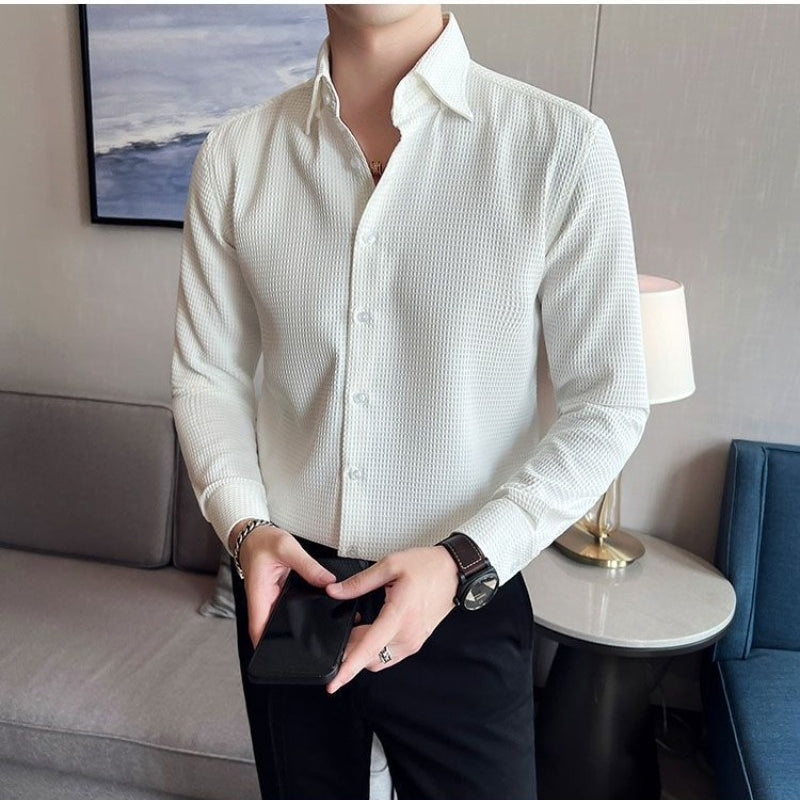Men's Structured Button-Up Shirt Cotton