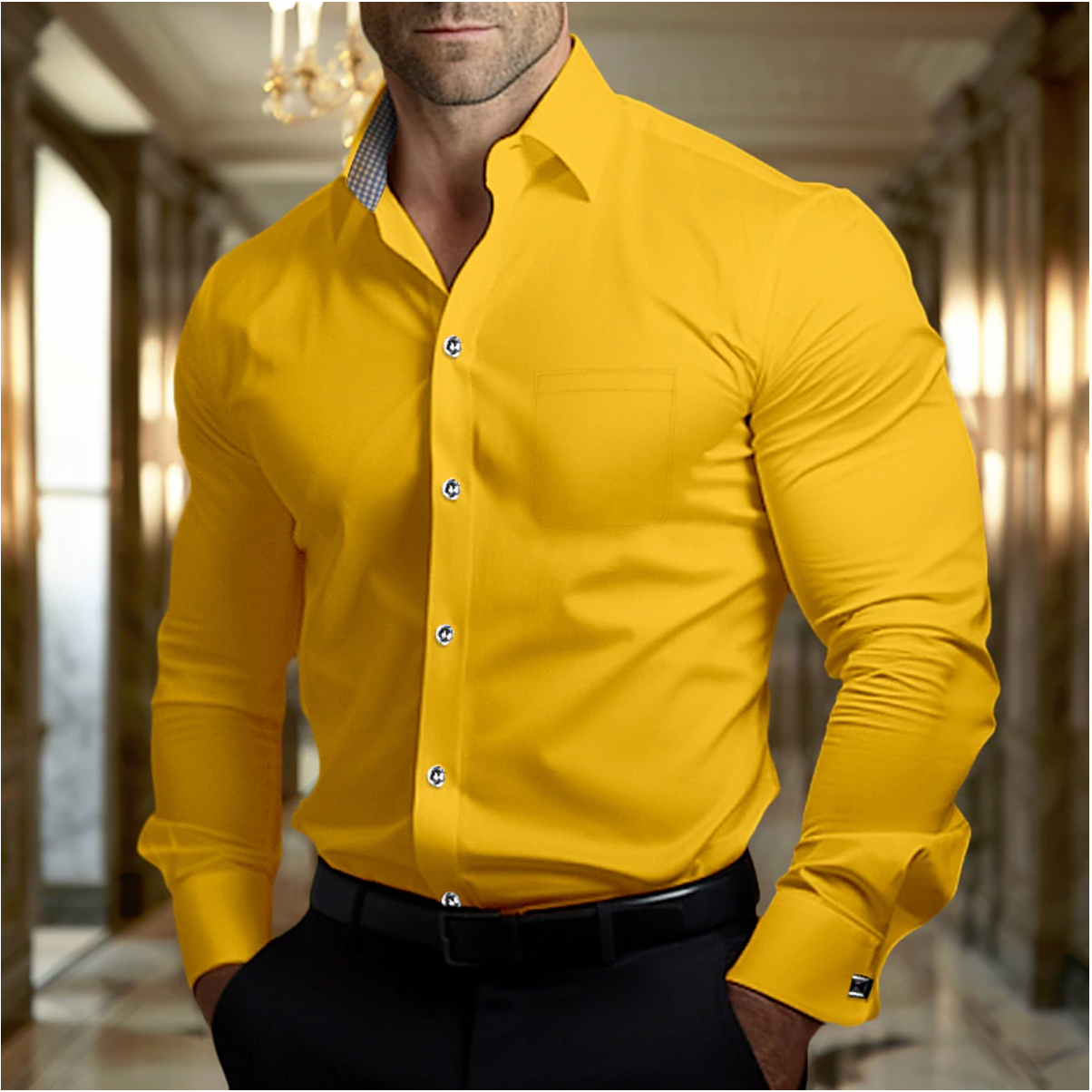 Variant image for Men's Breathable Cotton Dress Shirt-25