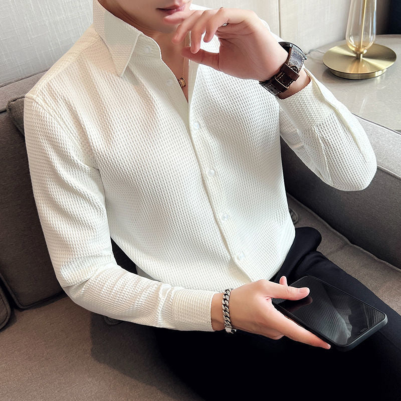 Men's Structured Button-Up Shirt Cotton