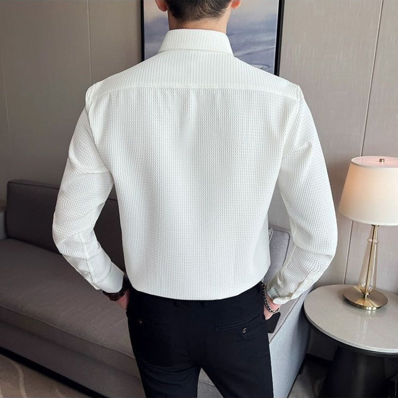 Men's Structured Button-Up Shirt Cotton