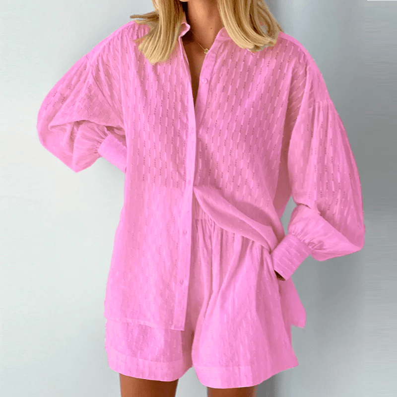 Shirt And Shorts Set - Lightweight Blend And Breathable Fit