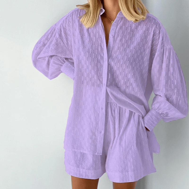 Shirt And Shorts Set - Lightweight Blend And Breathable Fit