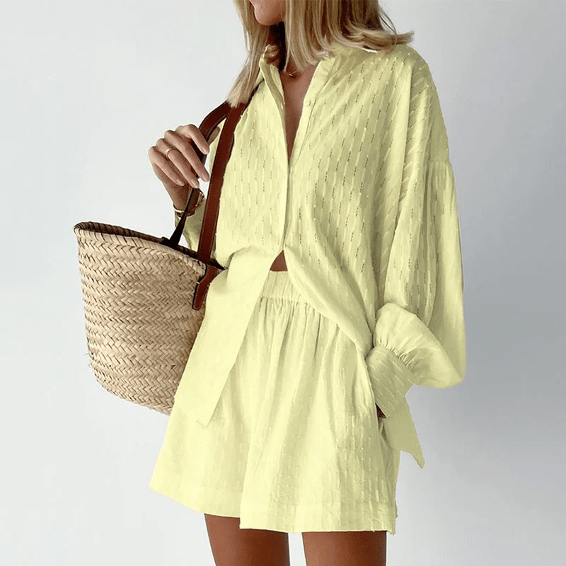 Shirt And Shorts Set - Lightweight Blend And Breathable Fit