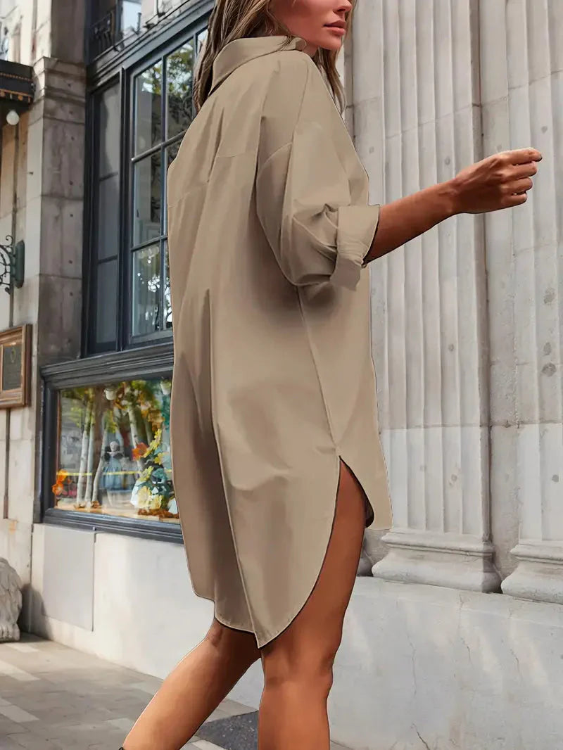 Shirt Dress – Button Front & Collared Neck With Pockets