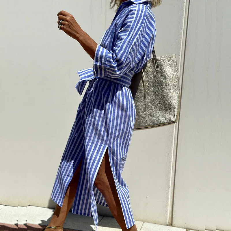 Shirt Dress - Lightweight Blend Button Front & Easy Move