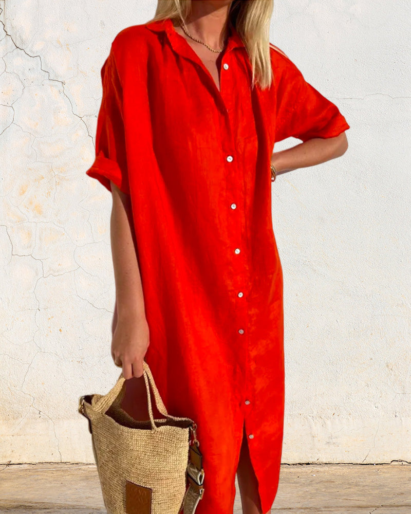 Shirt Dress – Polyester Blend Shirt Front & Easy Movement