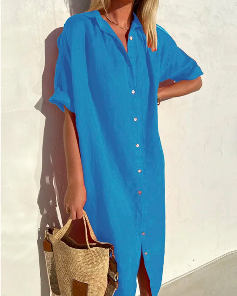 Shirt Dress – Polyester Blend Shirt Front & Easy Movement